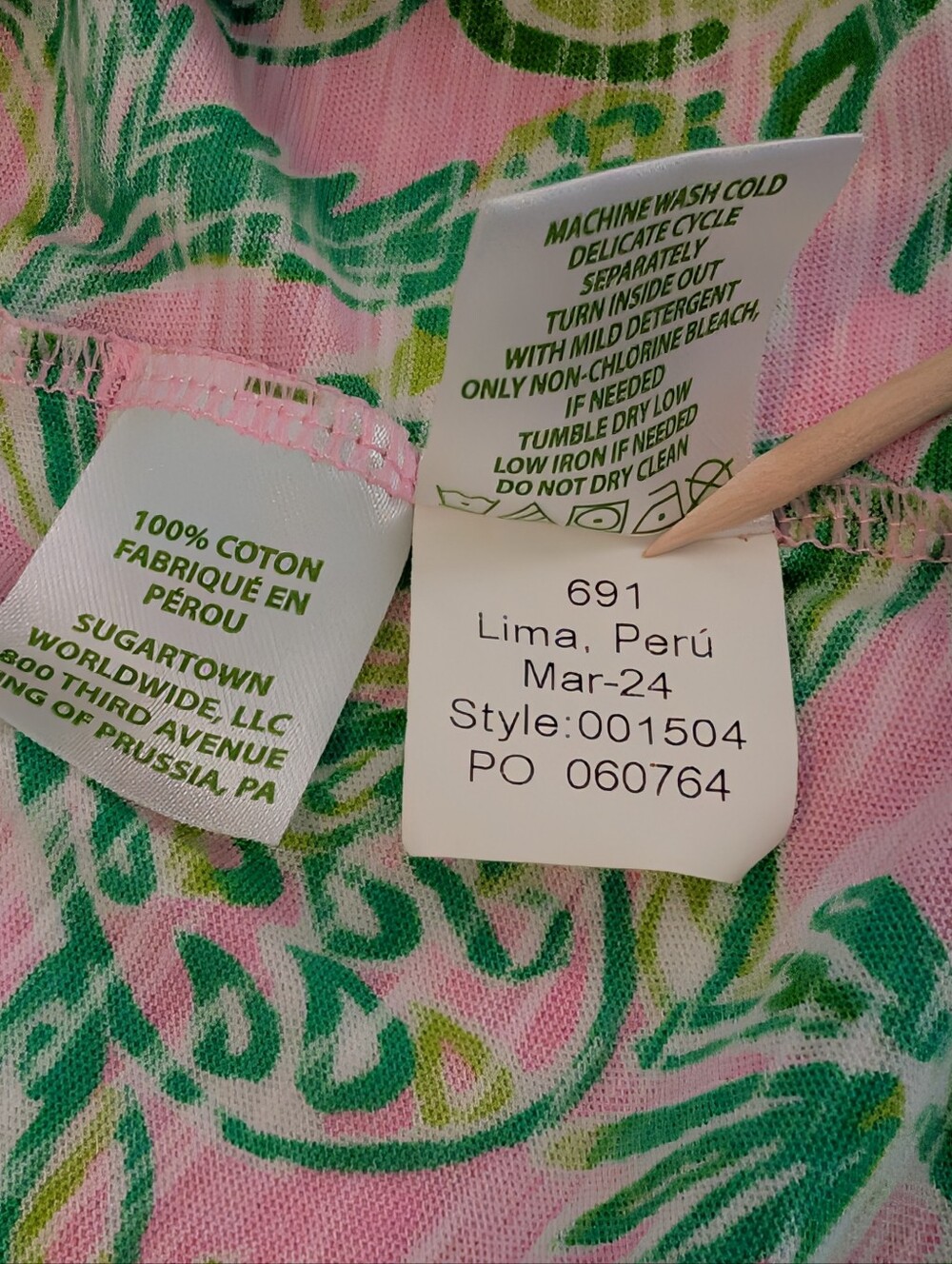 Lilly Pulitzer Etta Top Shirt Mandevilla Baby Fins & Flippers, Sz L Pink Green - Picture 6 of 10